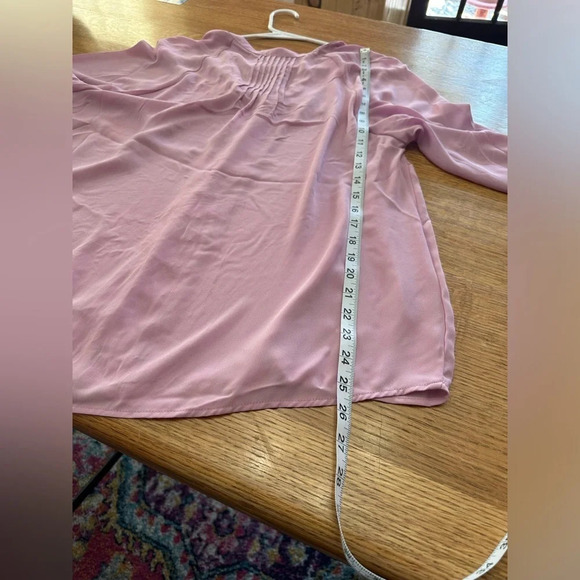 TORRID NWT Georgette smocked blouson sleeve blouse in mauve mist 23” p2p sz 12 - Picture 8 of 12